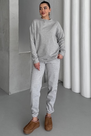 Modagen Kadın Grimelanj Bisiklet Yaka Düz Alt-üst Eşofman Takım Griii