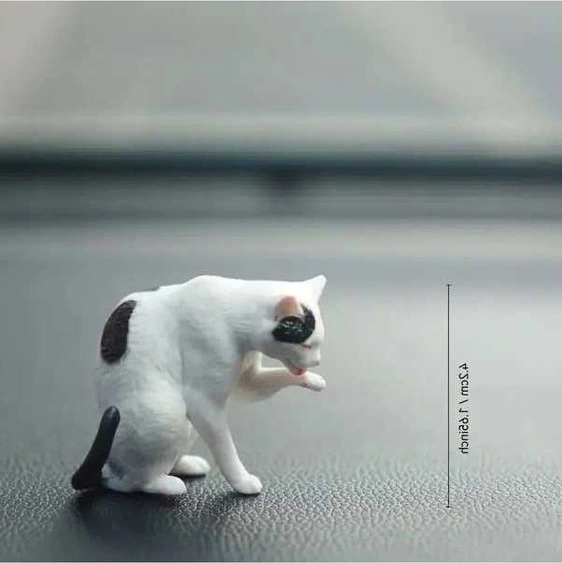 Trendooze Güneşli022 1/12 Ölçekli Yalayan Kedi Heykeli, Masüstü Dekor Sevimli Sfenks Kedi Figürü