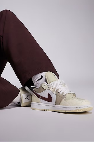 Nike Air Jordan 1 Low Leather Sneaker Hakiki Deri Unisex Günlük Spor Ayakkabı Krem Beyaz Krem