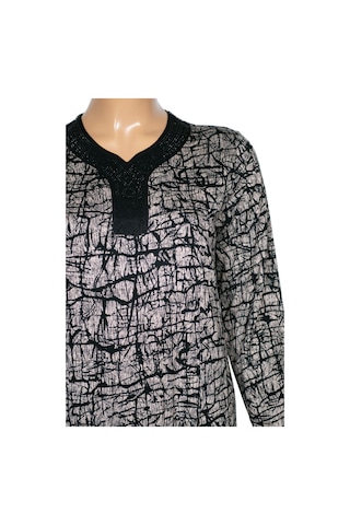 Hesna Kadın Minel Battal Beden Kuplu Boydan Siyah Elbise Desen 22 Siyah