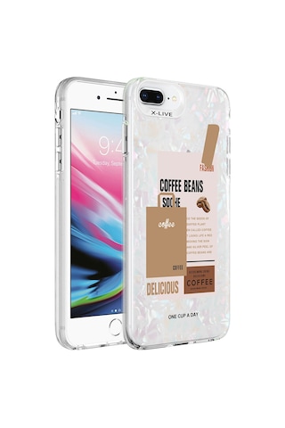 Goocamp Apple iPhone Uyumlu 7 Plus Kılıf Mermer Desenli Marbello Kapak - Kahverengi Kahverengi