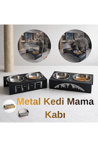 Krom Bıyık Yorgunluğu Yapmayan Kedi Köpek Mama Ve Su Kabı 1 Adet