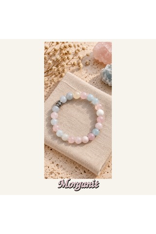Morganit Taşı Bileklik 8 Mm, Unisex, Elastik Çok Renkli
