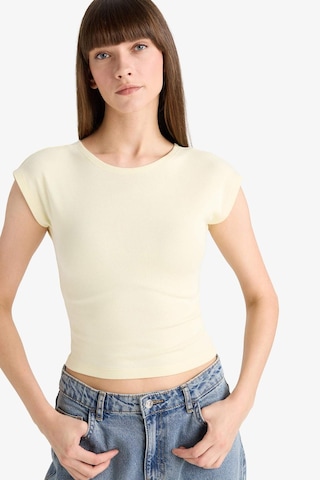 Defacto Slim Fit Dar Kesim Bisiklet Yaka Basic Düz Modal Kısa Kollu Tişört F0685ax25auyl504 Sari