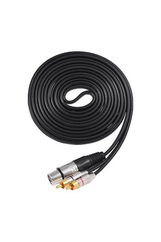 Fortunelane Ofc Tel İle Net Ses, Siyah 3 Metre Xlr 2rca Stereo Ses Kablosu