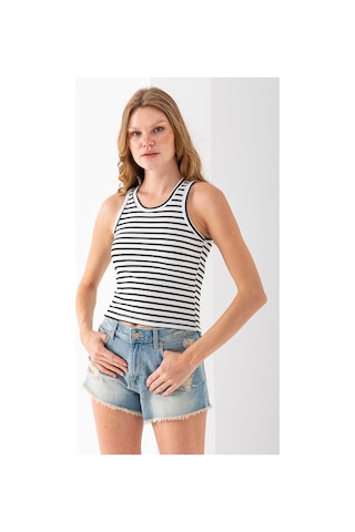 Giysa Kadın Bisiklet Yaka Çizgili Basic Body Siyah - 25510 Siyah