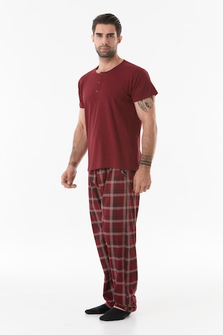 Fullamoda Ekose Desenli Düğmeli Pijama Takımı 24mıcg631212245-bordo 24MICG631212245-Bordo