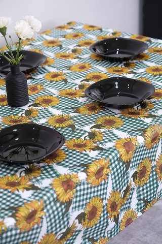 Sufre Sıvı Geçirmez Masa Örtüsü Sofra Bezi Sofra Örtüsü Piknik Örtüsü Ayçiçeği Yeşil