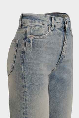 Açelyaokcu High Waist Kar Yıkama Straight Likralı Kadın Jean Pantolon Bej