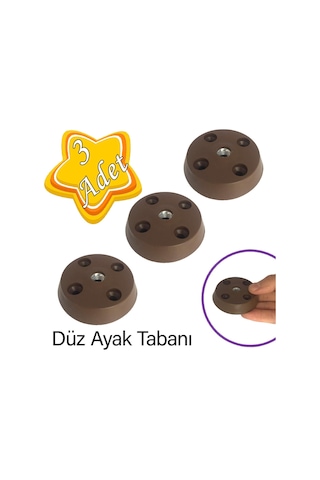 3 Adet Düz Ayak Tabanı Kahverengi Mobilya Masa Sehpa Ayağı Bağlantı Aparatı Plastik