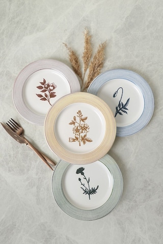 Keramika Floral Essence Assos Pasta Tabağı 22 Cm 4 Adet / 22890-93-94-22949 Çok Renkli
