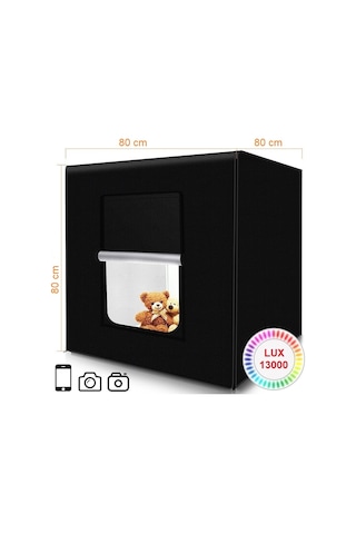 Triline 80 x 80 CM Profesyonel Stüdyo Led Işıklı Ürün Fotoğraf Çekim Çadırı