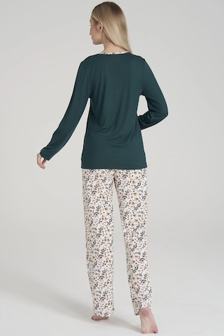 Pijadore 1618 Pamuklu Uzun Kol Kadın Pijama Takımı Yeşil