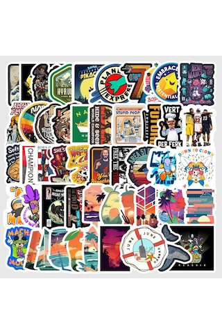 Cajuart 50 Adet Tekrarsız Seyahat Macera Pvc Sticker 06