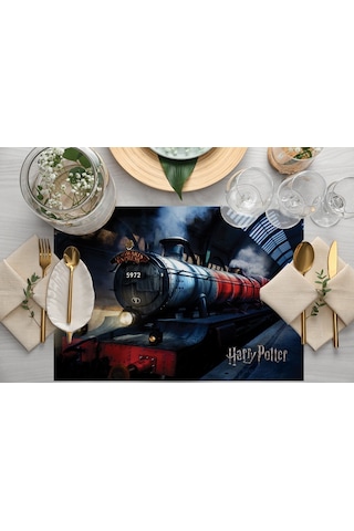 Adawall Home Hogwarts Express Kumaş Amerikan Servis 4'lü Set Çok Renkli