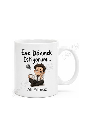 Eve Dönmek İstiyorum Yazılı Komik Ofis Kupası Baskılı Hediye Bardak Beyaz / Çok Renkli