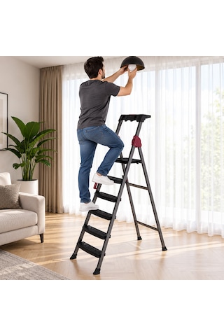 5+1 Basamaklı Metal Merdiven 150kg.taşıma 5690