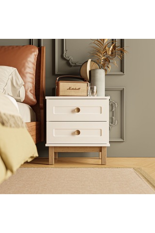 3780 Desa 2 Çekmeceli Mdf Profil Ayaklı Komodin Beyaz - Sepet
