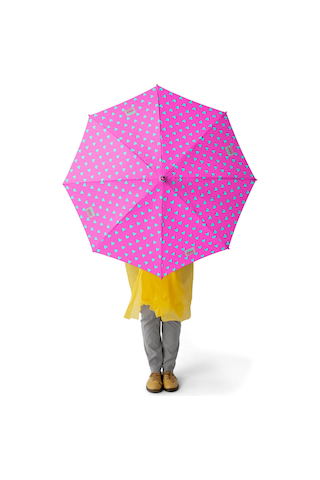 Coral High Kids Neon Pembe Su Yeşili Kalp Desenli Çocuk Şemsiyesi 12660