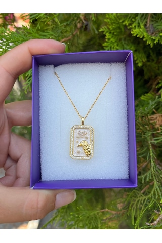 Çelik Koç Burcu Zirkon Taşlı Vintage Kolye Gold