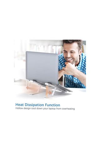 Kangvka Alüminyum Klaptop/tablet Tutucu, Ergonomik Yükseklik Ayarı, Isı Dağıtımı, 8-17.3 İnç Uyumlu, Taşınabilir Katlanabilir, Anti-skayma Gümüş