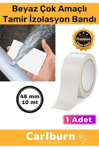 Süper Güçlü Su Geçirmez Sızdırmaz Beyaz Renk Çok Amaçlı Tamir İzolasyon Bandı 48mm X 10m 1 Adet