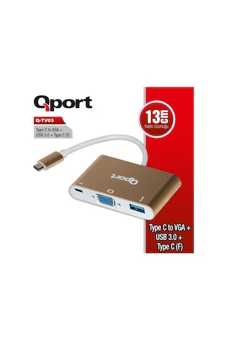 Qport Q-Tv03 Usb3.1 Type-C = Vga+Usb3.0 +Usb3.1 Type-C Çevirici