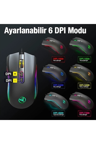 Hxsj A869 7200dpı Ayarlanabilir Rgb Işık Gaming Oyuncu Mouse- 5775
