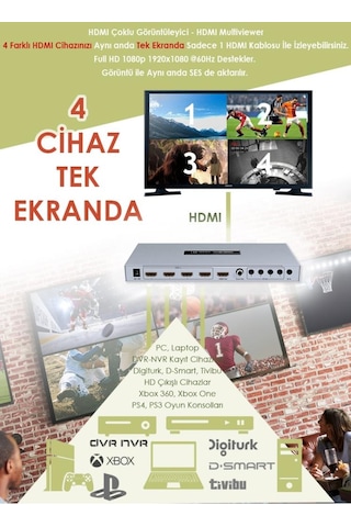 Afila - Balandi Bd-3140h Switch Hdmı Çoklu Görüntüleyici 4 İn 1 Out 4 Cihaz 1 Ekrana