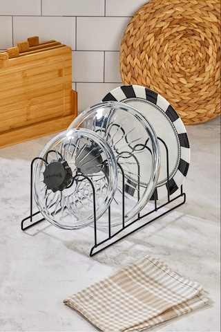 Magic Objects Metal Siyah Tava Ve Tencere Kapağı Düzenleyici Tava Organizeri Siyah