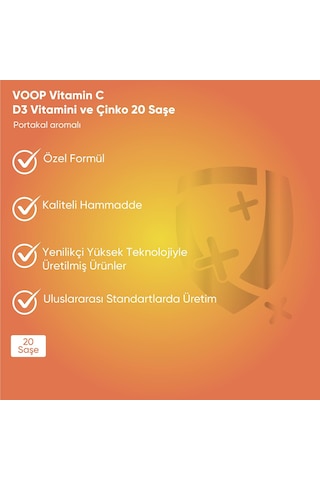 Voop C Vitamini D3 Vitamini ve Çinko 20 Saşe