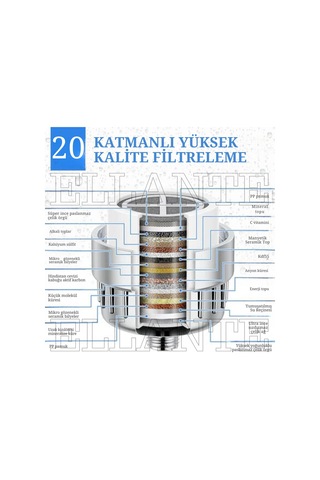 Duş Filtresi, Duş Arıtma Cihazı 20 Katmanlı Filtreleme