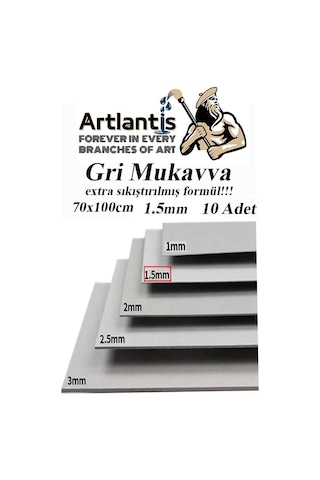 Mukavva Gri 1.5mm 70x100 cm 10 Adet Sert Karton Ekstra Sıkıştırılmış 70*100 Mukavva Gri Renkli 10 Adet