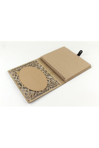 Kişiye Özel Karakalem Fotoğraflı Ahşap Desenli Akordiyon Defter