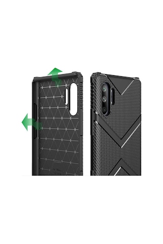 Galaxy Note 10 Plus Kılıf Köşeleri Airbagli Parmak İzi Yapmayan Hank Silikon Kılıf Siyah