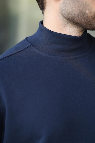 Madmext Lacivert Yarım Balıkçı Yaka Erkek Basic Sweatshirt E7158 Lacivert