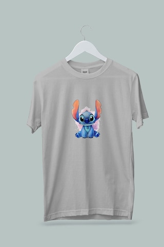 Maki Home Pamuklu Kız Çocuk Lilo Stitch Iı Baskılı Beyaz Gri Siyah Tshirt 5 6 7 8 9 10 11 12 13 14 Yaş Gri
