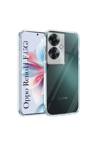Oppo Reno 11f Uyumlu Şeffaf Silikon Kılıf - Kamera Korumalı Esnek Tam Koruma Kapak