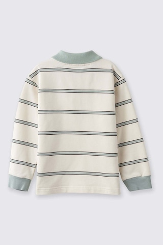 Panço Çizgili Yakalı Ekru Erkek Çocuk Sweatshirt 2521bb08014 Ekru