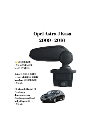 Opel Astra J Kasa 2009 2010 2011 2012 2013 2014 2015 2016 Uyumlu Araca Özel Kolçak Kol Dayama Orta Konsol Siyah