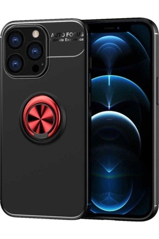 Apple Uyumlu iPhone 13 Pro Max Kılıf Zore Ravel Silikon Kapak Siyah-Kırmızı