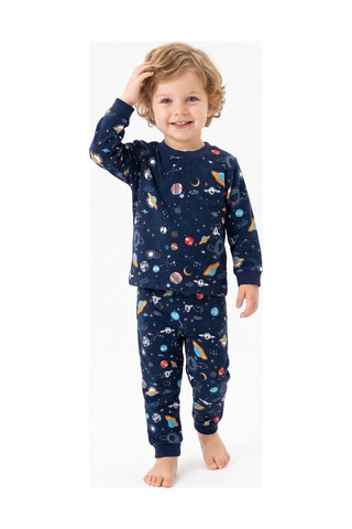 Modanıno Erkek Çocuk %100 Pamuk Pijama Takımı 9-36ay 12737ıs Koyu Lacivert