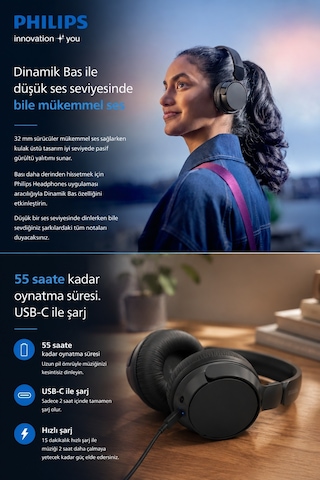 Philips TAH4209BK Bluetooth 5.3 Kulak Üstü Kulaklık
