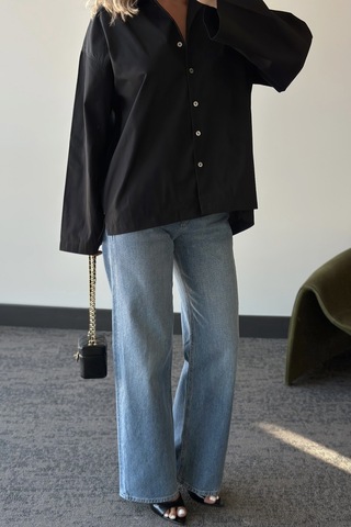 Siyah Oversize Gömlek - 4952 Siyah