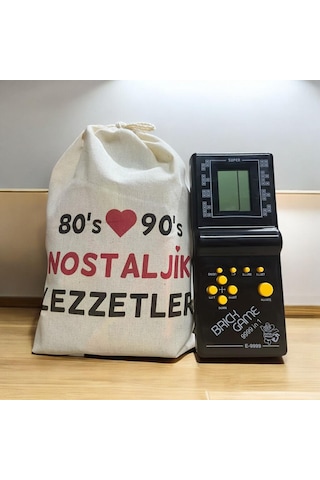 Kese Siyah Tetrisli Nostaljik Hediye Paketi 80'ler 90'lar