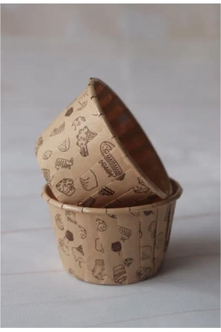 Desenli Kek Kapsülü Kraft Desenli Muffin Kek Kalıbı , Cupcake Kalıbı , Airfryer Uyumlu 50 'li Diğer
