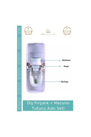 Fırçalıkseti Otomatik Diş Macunu Sıkacağı Hijyenik Banyo Vantuzlu 5 Adet Fırçalık Askı Seti Çok Renkli