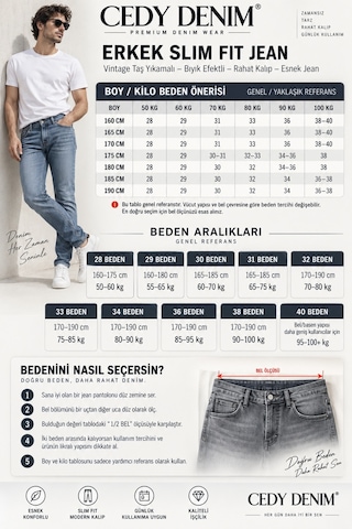 Cedy Denim Cedy Denım Erkek Slim Fit Esnek Likralı Vintage Yıkamalı Yırtık Detaylı Rahat Kesim Denim Kot Pantolon Ct1205-siyah