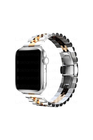 For Apple Watch Uyumlu 7 6 Se 5 4 3 2 1 - 38 / 40 / 41 Mm Metal Kordon Rolex Style Kayış Jubilee Bilezik