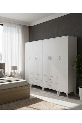 Zerkaconcept Odin 6 Kapaklı Dolap Gardırop Byz - M1 Beyaz